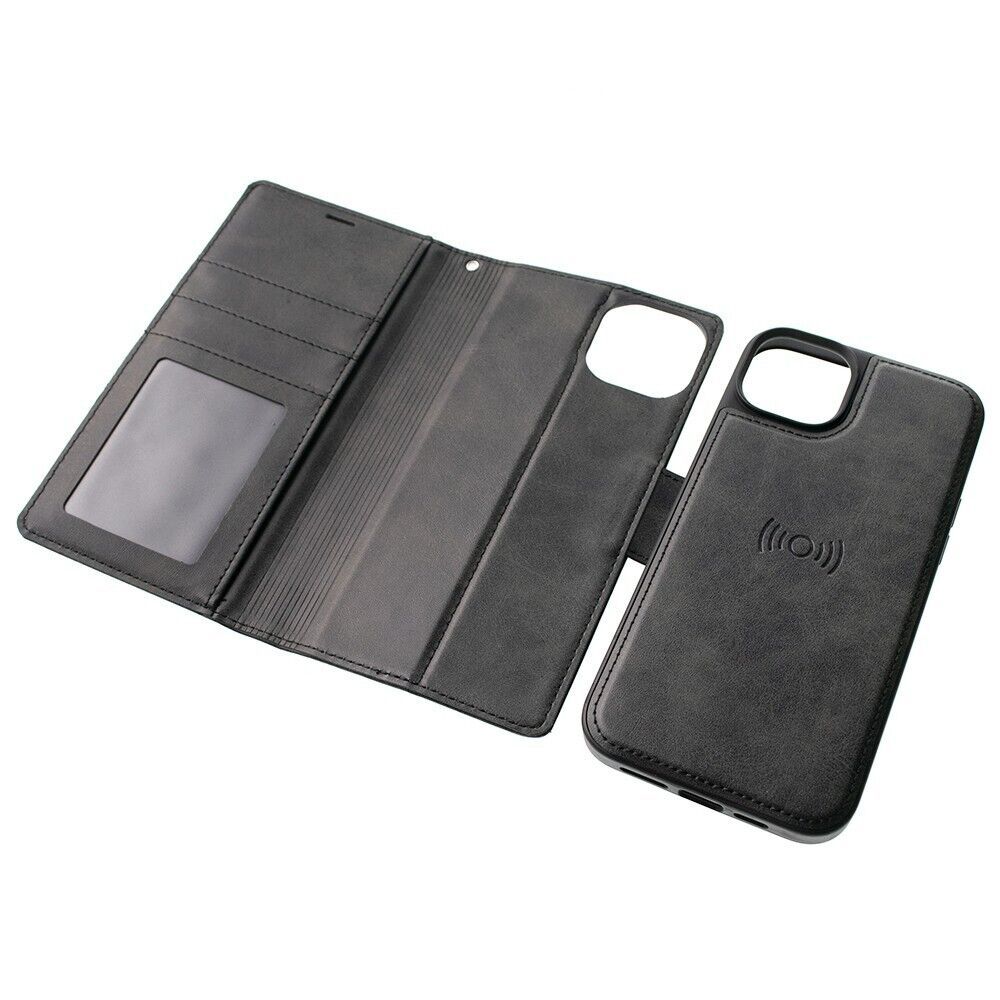 iPhone XR Black  magnetic detachable leather Wallet Case